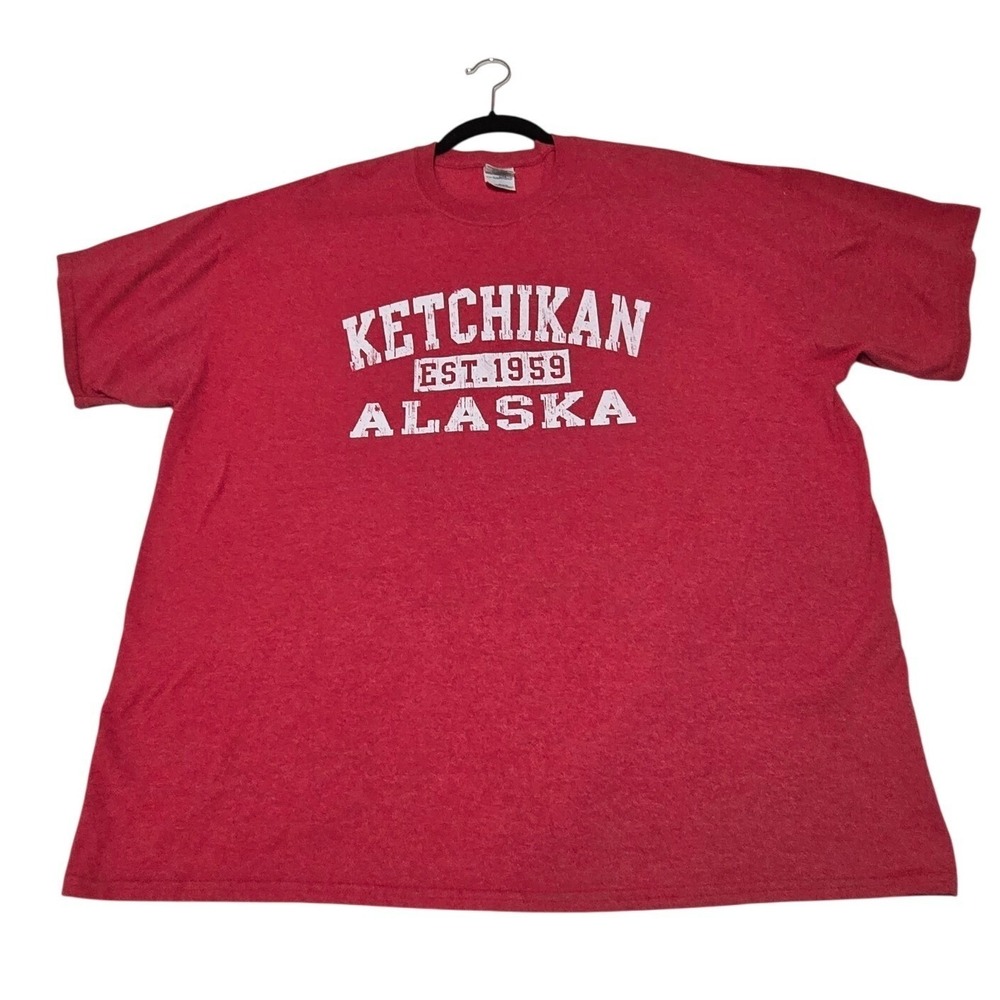 Gildan Ketchikan Alaska Est 1959 T Shirt Red 2XL Heavy Cotton/0126